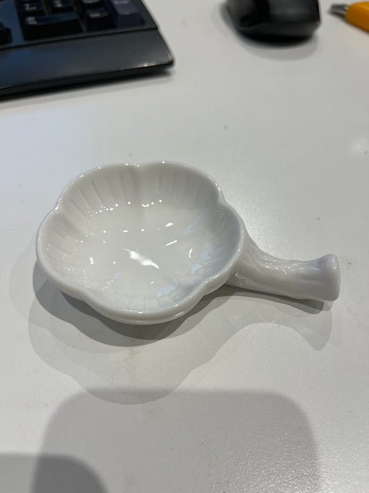 Small Flower Dish with Chopstick Holder Stem White Ceramic