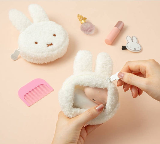 Miffy Plush Face Pouch Keychain – Soft Mini Cosmetic Pouch