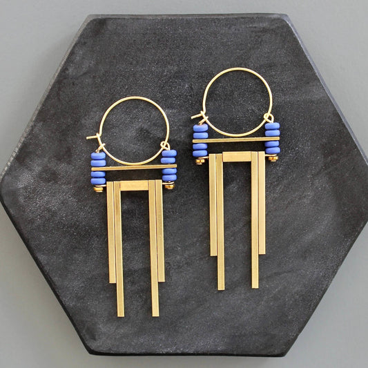 KYLE33 cobalt Artdeco hoop earrings