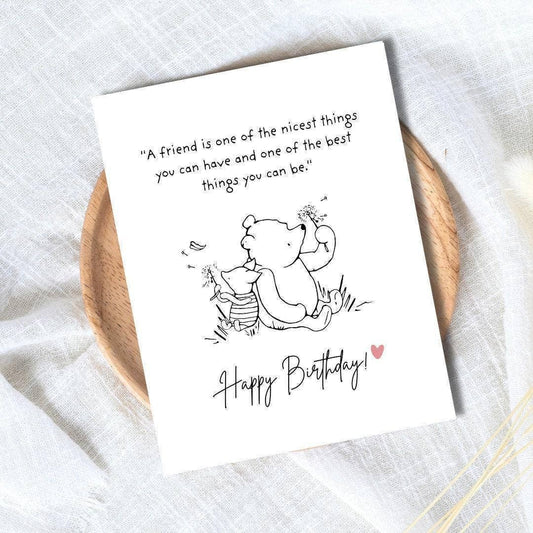 Winnie the Pooh Birthday Card - Best Friend Gift