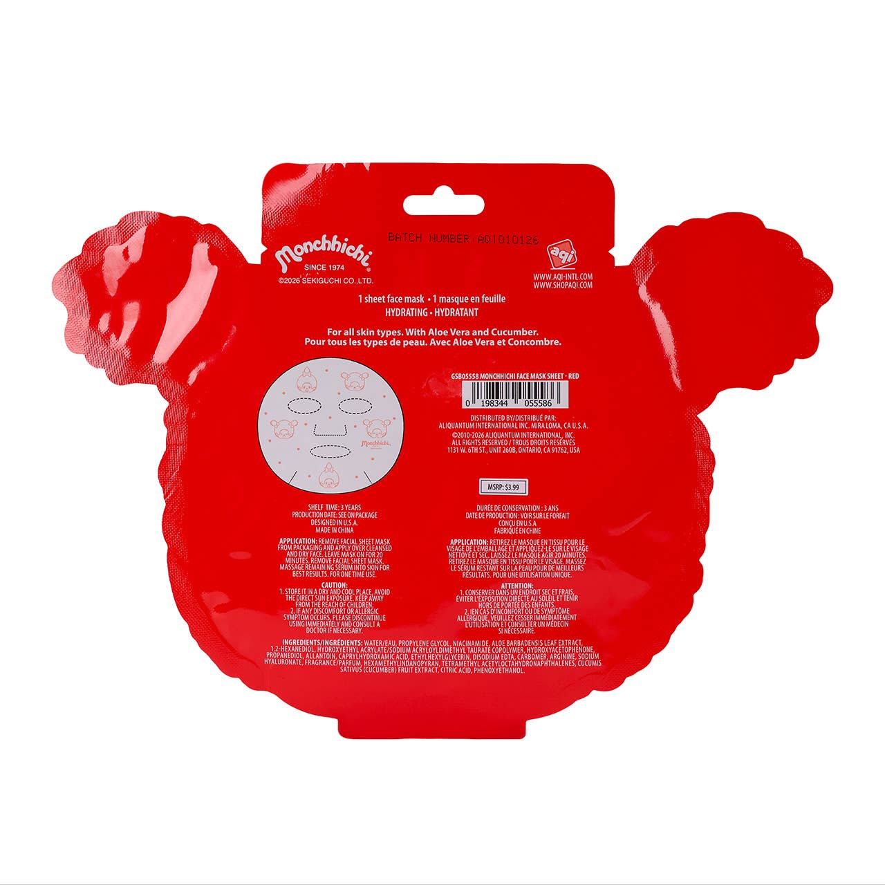 Monchhichi Sheet Face Mask - Red
