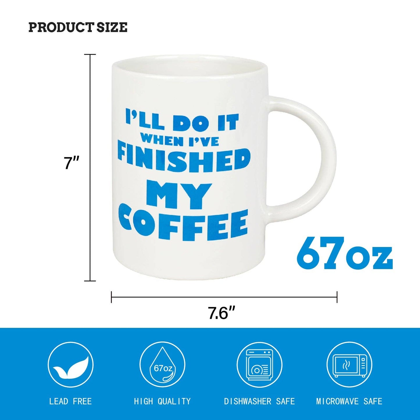 YOBRO 67Oz Extra Large Coffee Mug, Giantic Ceramic Mugs