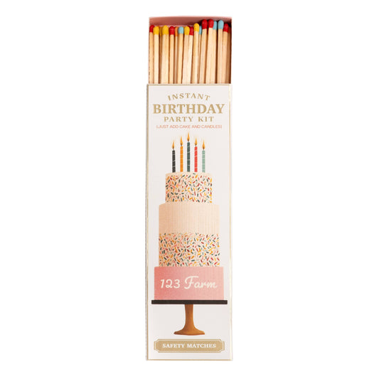Birthday Party Matches - Assorted 40, Extra-Long (8")