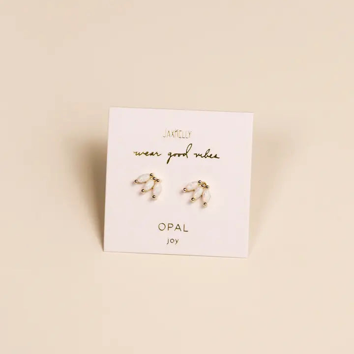 Opal Crown Stud - White - Earring