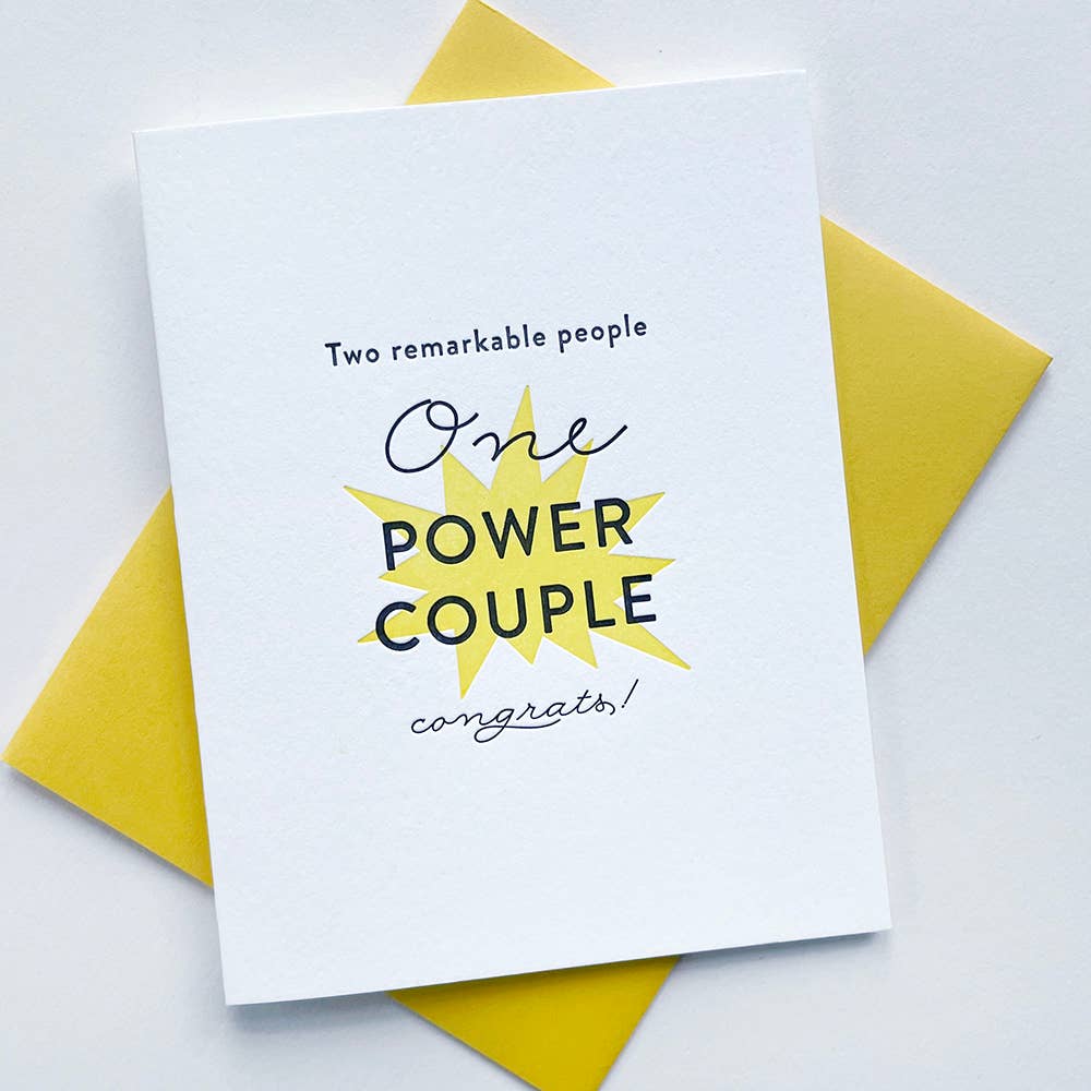 Power Couple - Letterpress Wedding Marriage Congrats Card