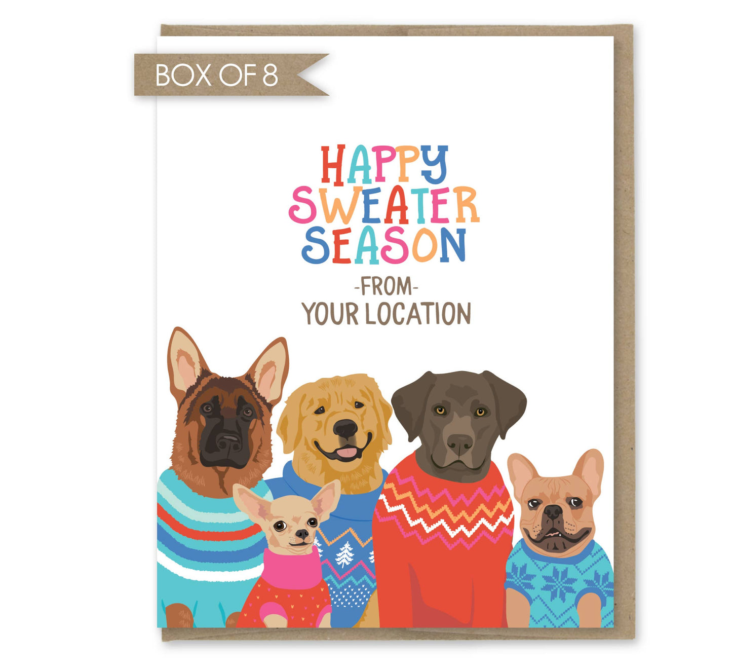 Custom Holiday Card - Sweater Season Dogs - Box of 8
