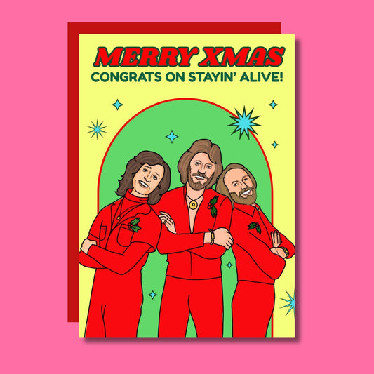 Merry Christmas Congrats On Stayin' Alive! Funny A6 Card