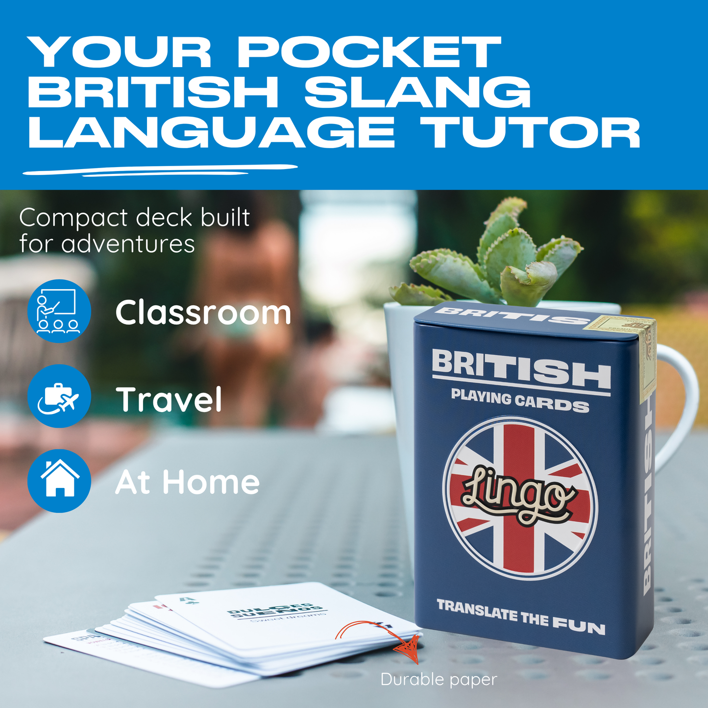 British Slang Travel Playing Cards in Tin Travel Case