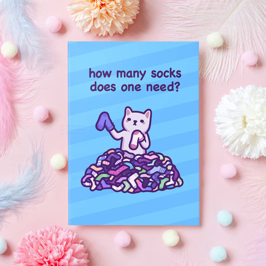 How Many Socks Does One Need? | Funny Cat Christmas Card