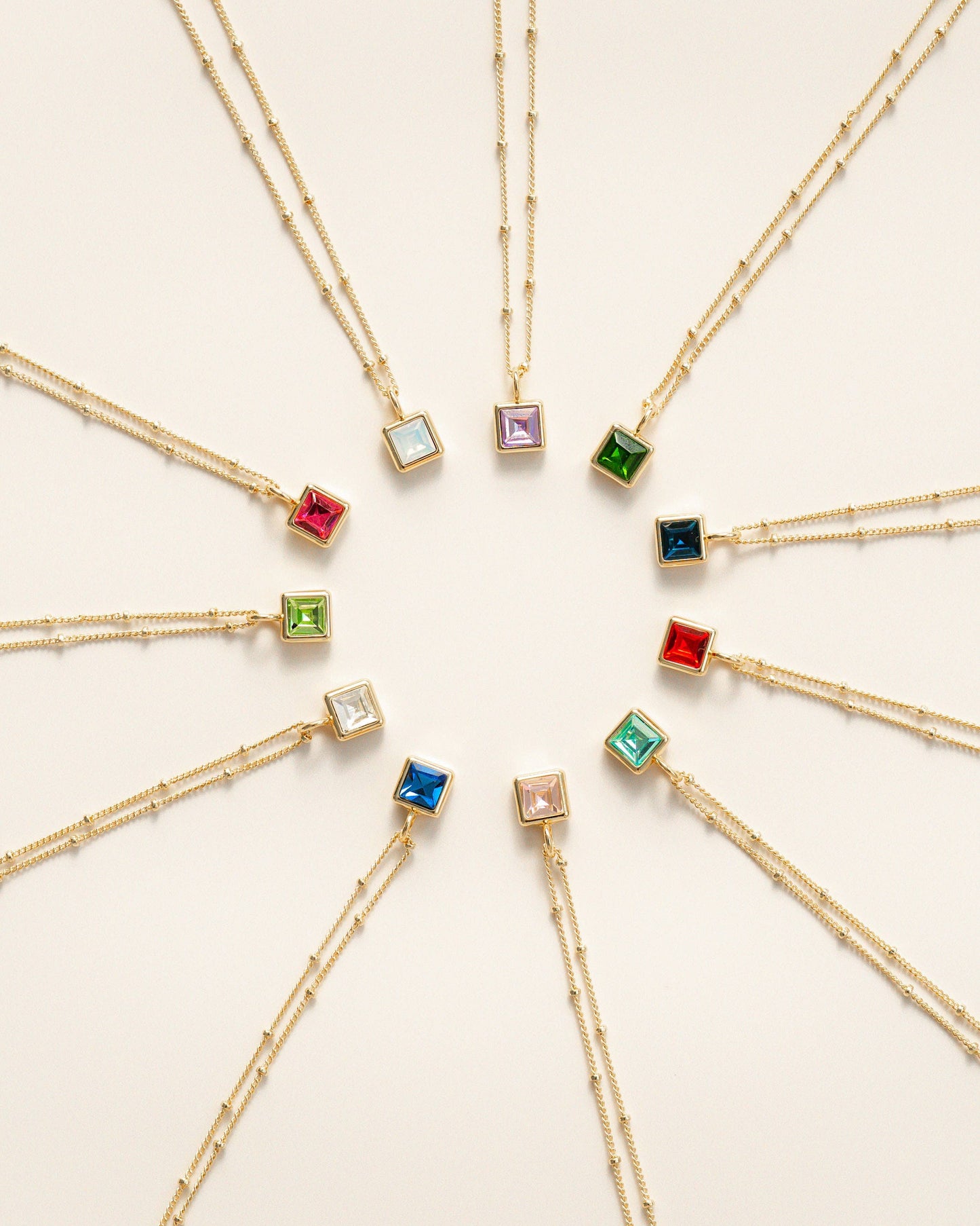 Birthstone Bottle with Square Pendant