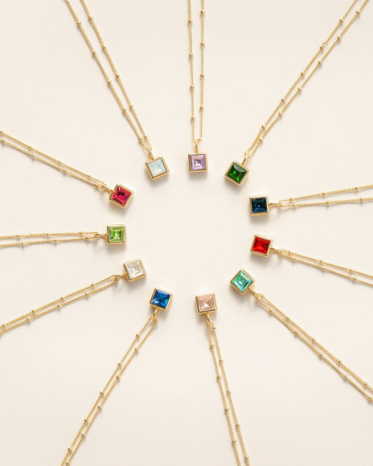 Birthstone Bottle with Square Pendant