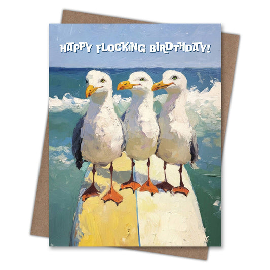 Flocking Seagulls - Recycled Birthday Card for Surfers