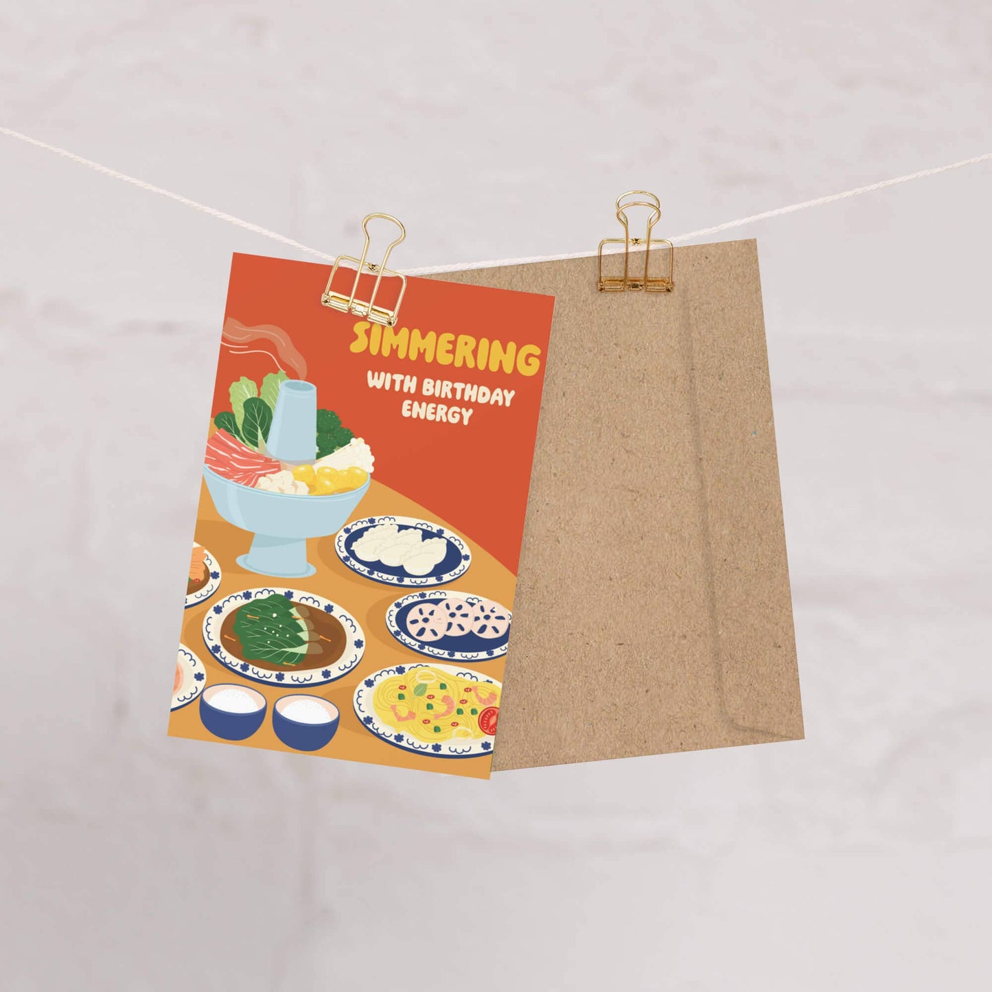 Hot Pot Simmering Cute Birthday Cards | Asian Soup Food Happy Greeting