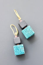 Load image into Gallery viewer, HYLE19 Turquoise cube earrings
