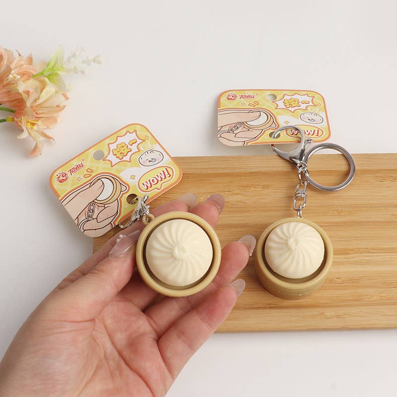 Cute Mini DUMPLINGS Press Button Keychain Bag Charm clicker