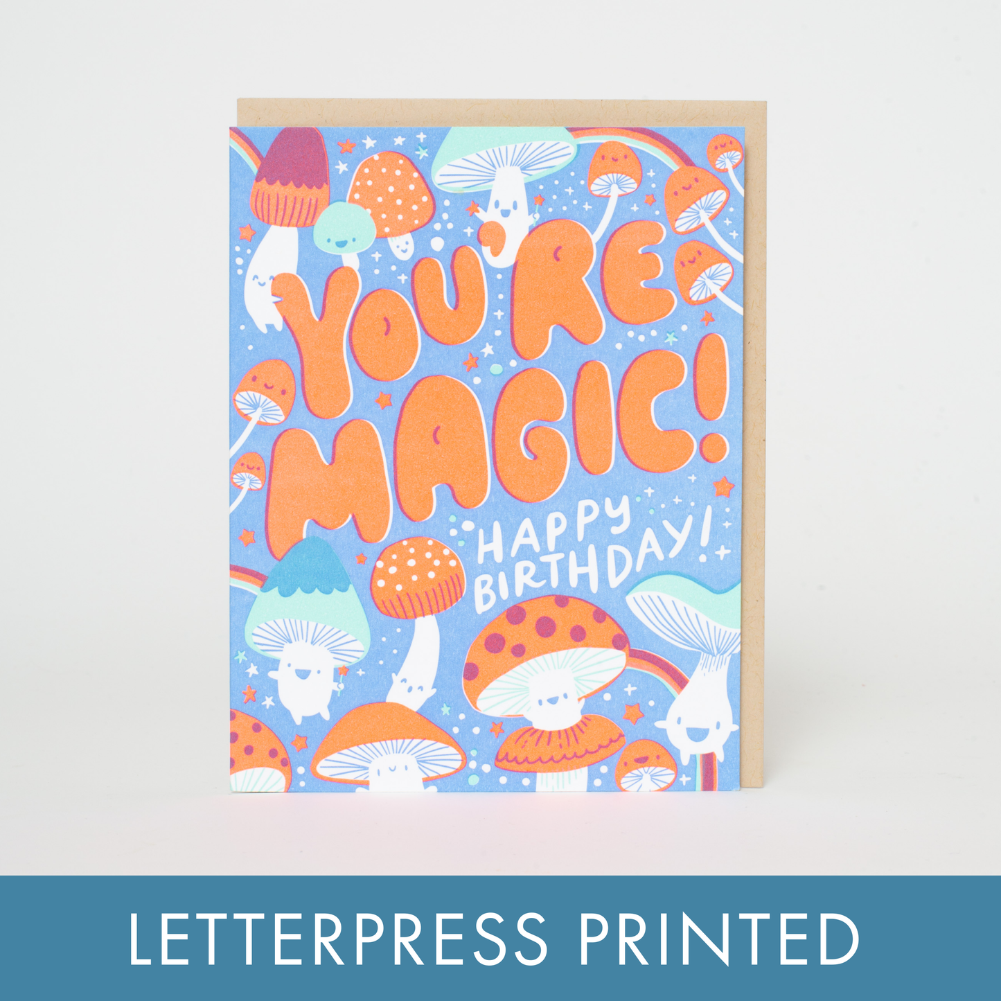 Birthday Magic Mushrooms Letterpress Greeting Card by Hello!Lucky