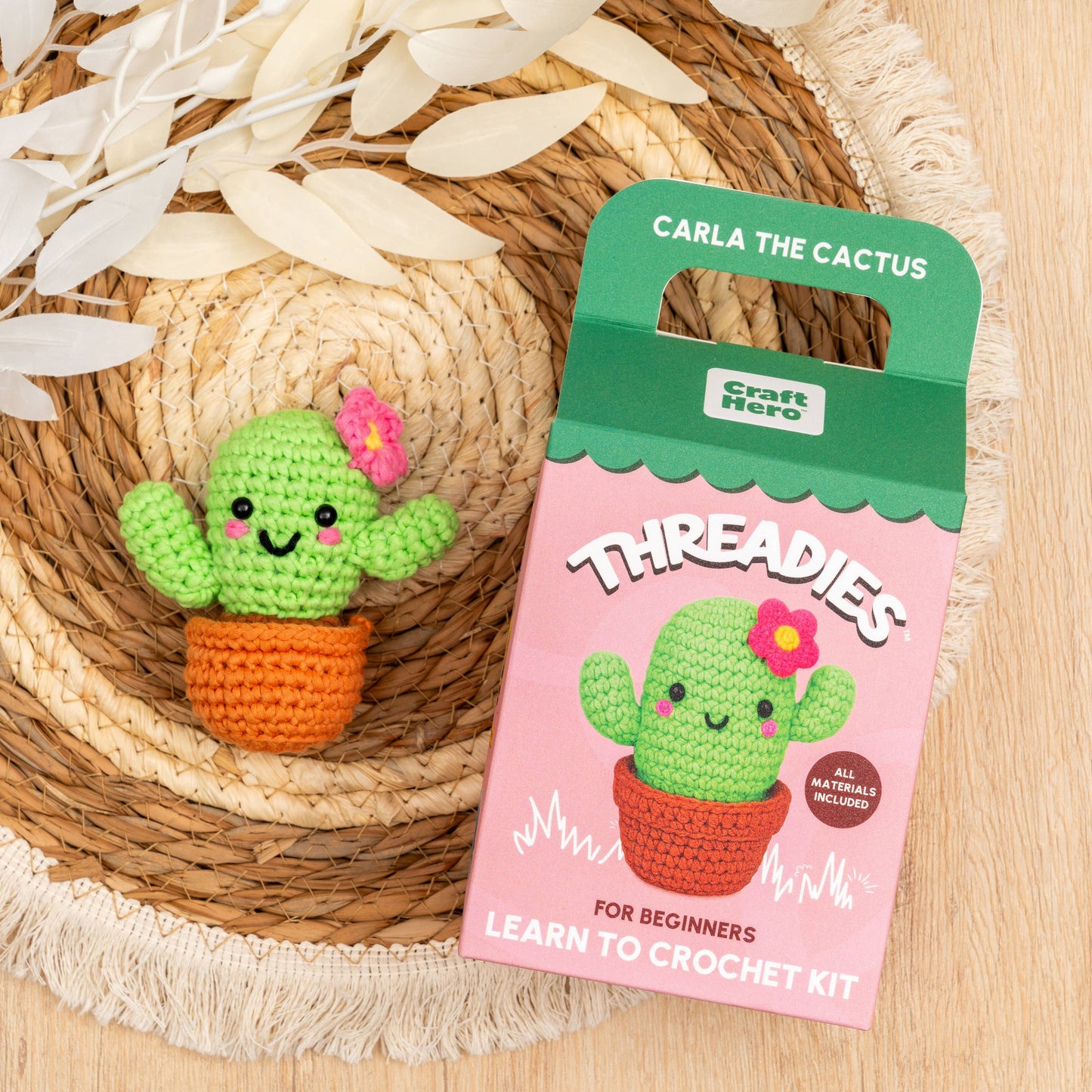 Craft Hero Threadies - Crochet Learning Kit - Carla the Cactus
