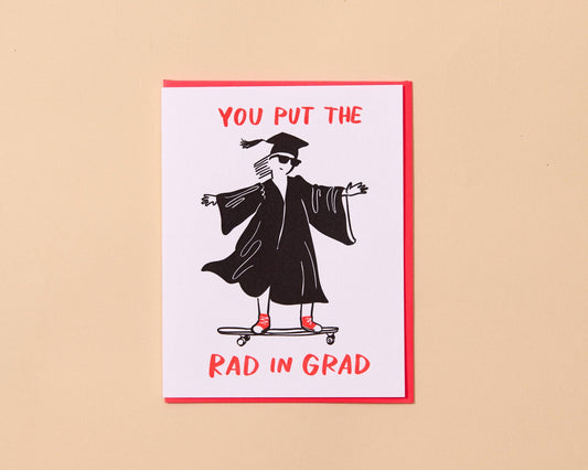 Modern Letterpress Graduation Greeting Card - Rad in Grad