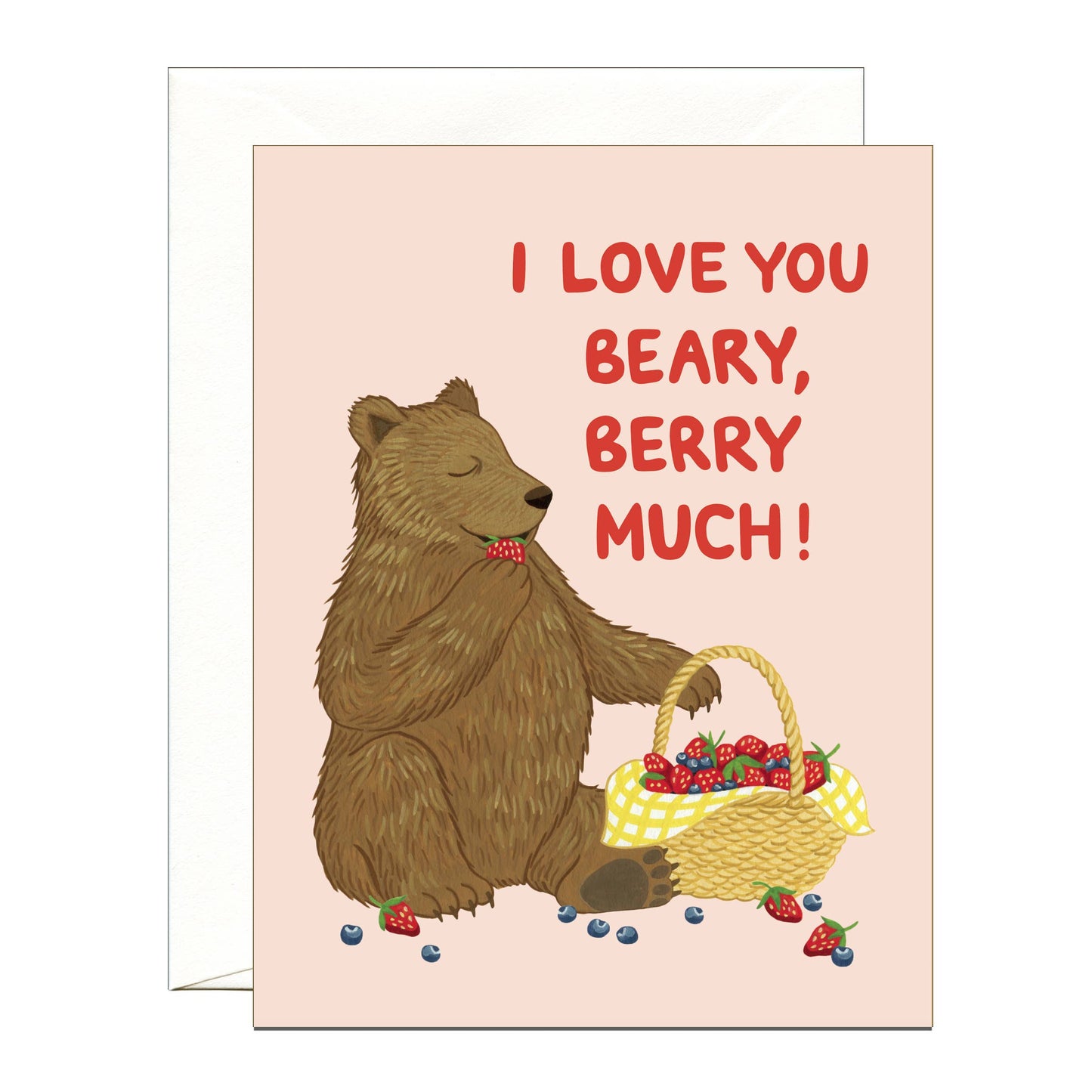 Bear with Basket of Berries Love Card