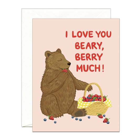 Bear with Basket of Berries Love Card