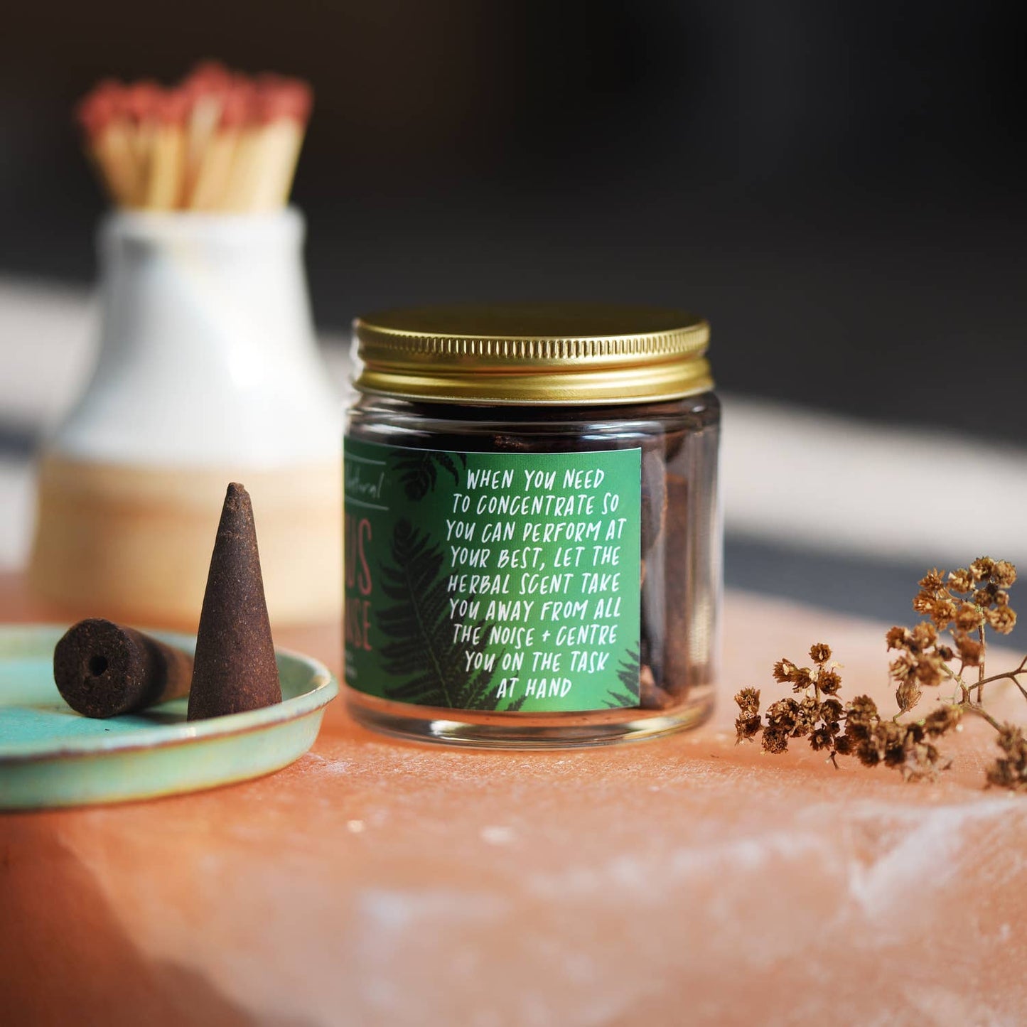Focus Incense Jar of Incense Cones - plant based, vegan