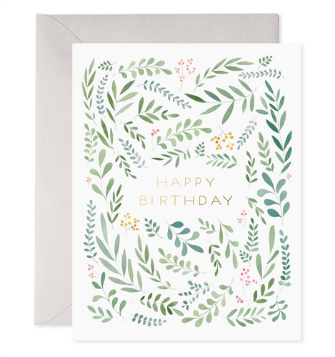 Pretty Leaves | Floral Birthday Greeting Card - Front & Company: Gift Store