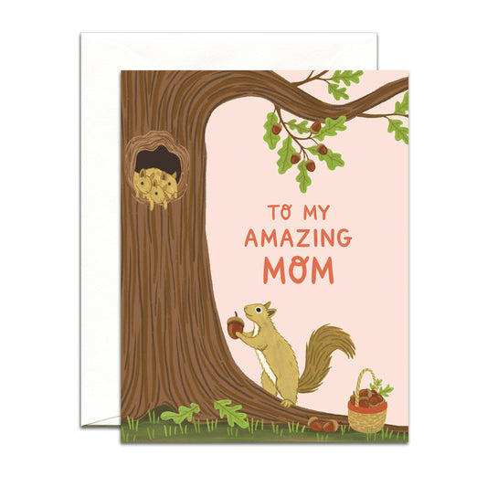 Squirrel Mom and Babies Forest Mothers Day Card