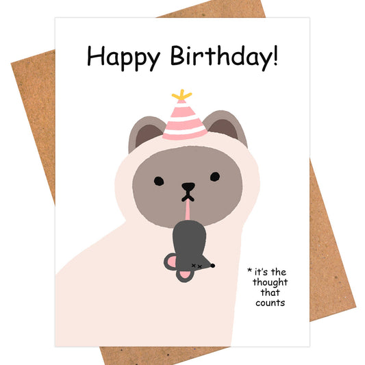 It's The Thought That Counts - Funny Cat Birthday Card
