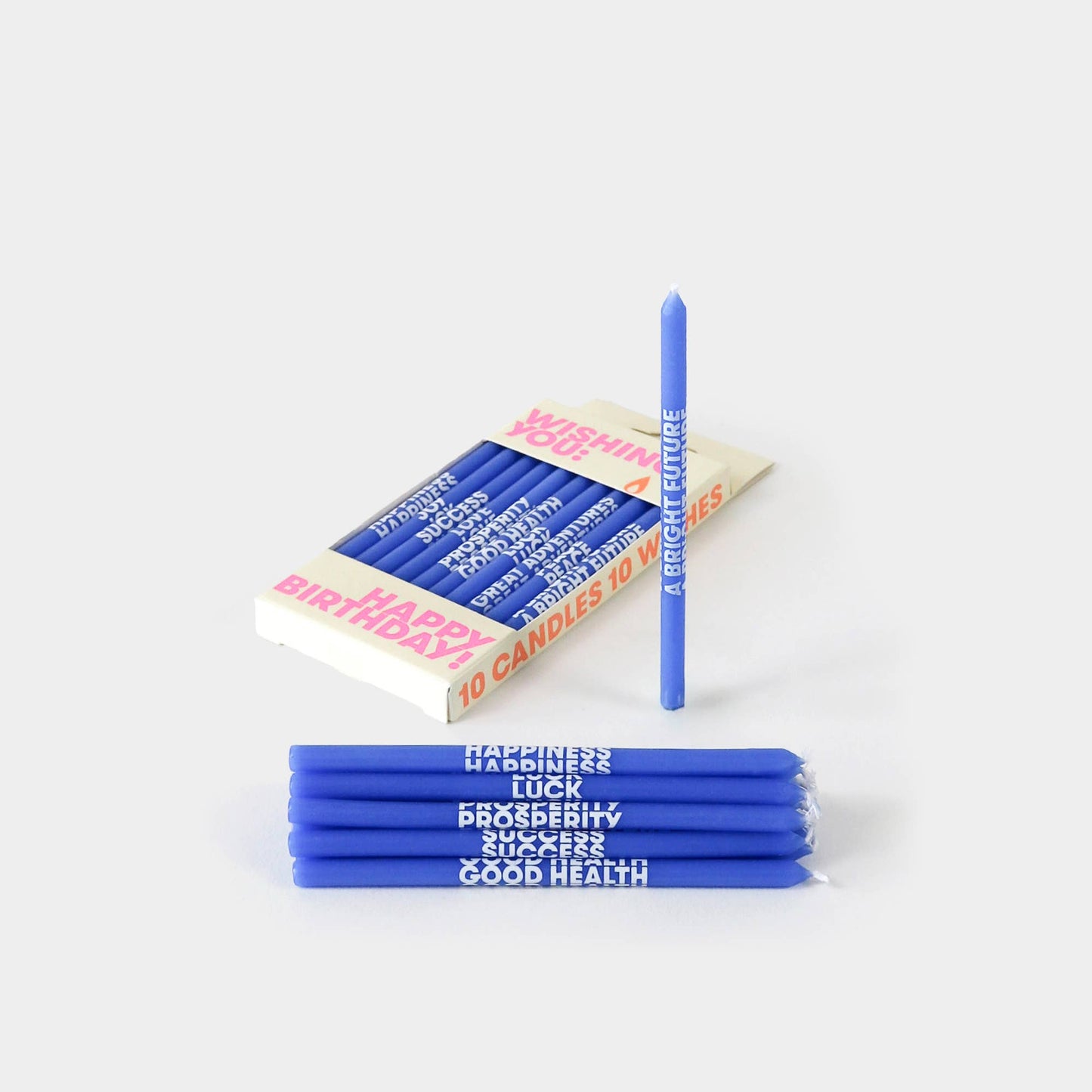 Wishing You: Long 5" Birthday Candles (10 Pack), Blue