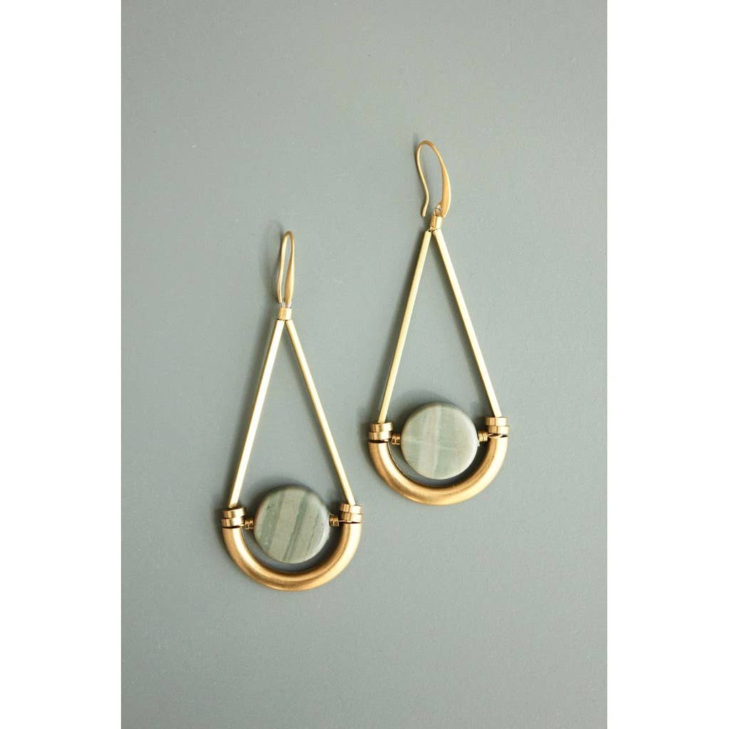 ATHE39 Brass and jasper earrings