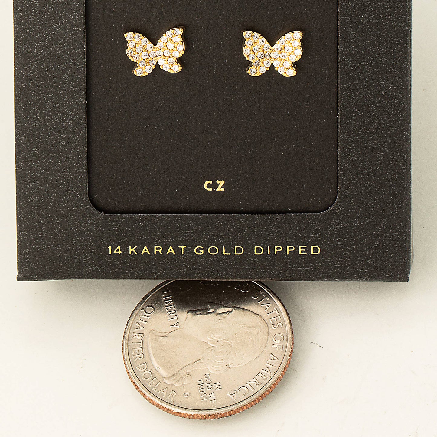 Secret Box Cz Mini Butterfly Earrings