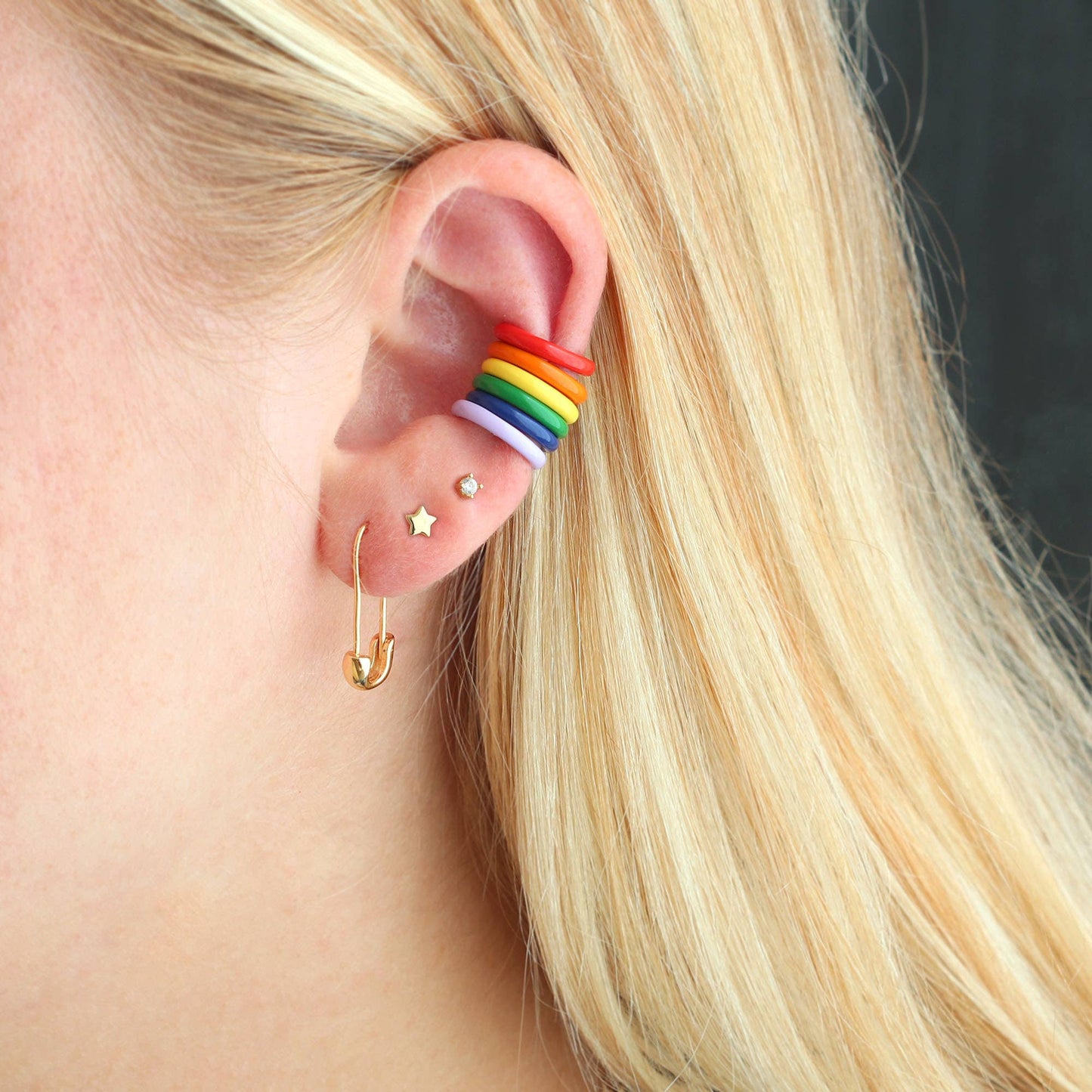 Safety Pin Hoop Earrings 18K Gold Vermeil