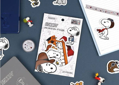 Peanuts Snoopy Deco Variety Stickers 12PCS Packs - Front & Company: Gift Store