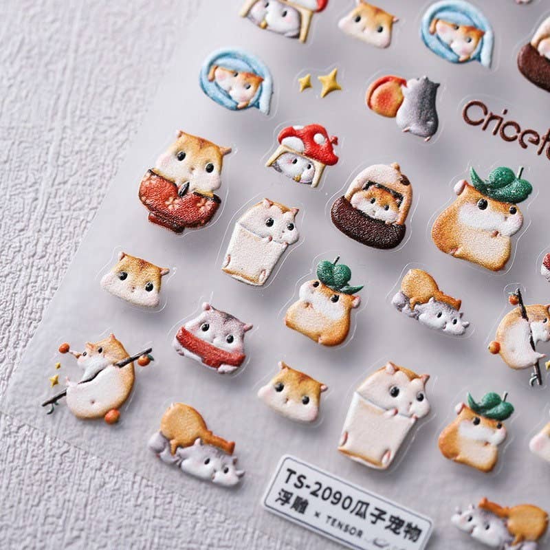 Chipmunk Embossed Pattern Design Nail Deco Sticker