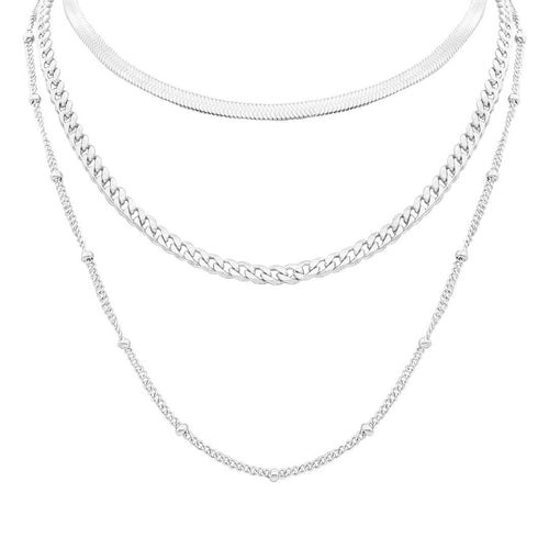 Triple Layered Chain Necklace silver gold - Front & Company: Gift Store