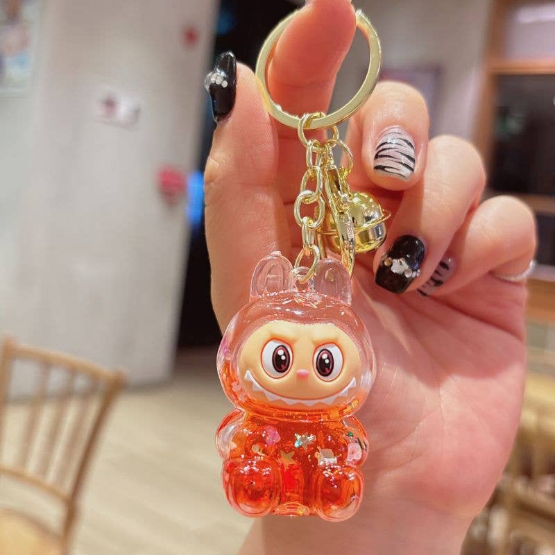 Shiny quicksand labubu keychain bag pendant small gift