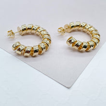 Load image into Gallery viewer, New - 18k Gold Filled smooth Curled Hoops
