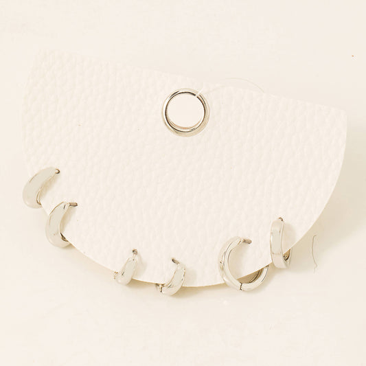 Mixed Metallic Hinge Hoop Earrings Set