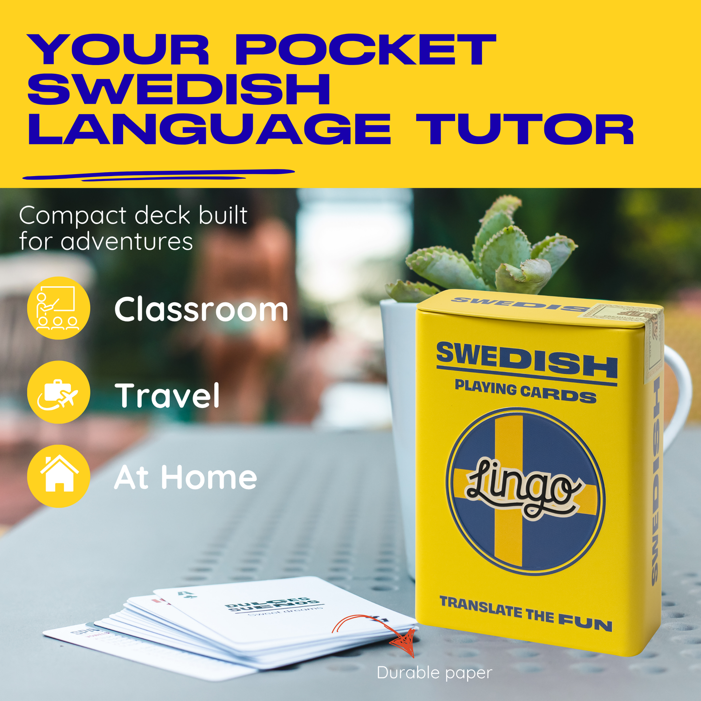 Swedish Travel Playing Cards in Tin Travel Case