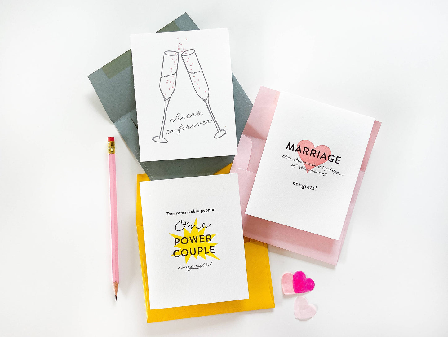 Power Couple - Letterpress Wedding Marriage Congrats Card