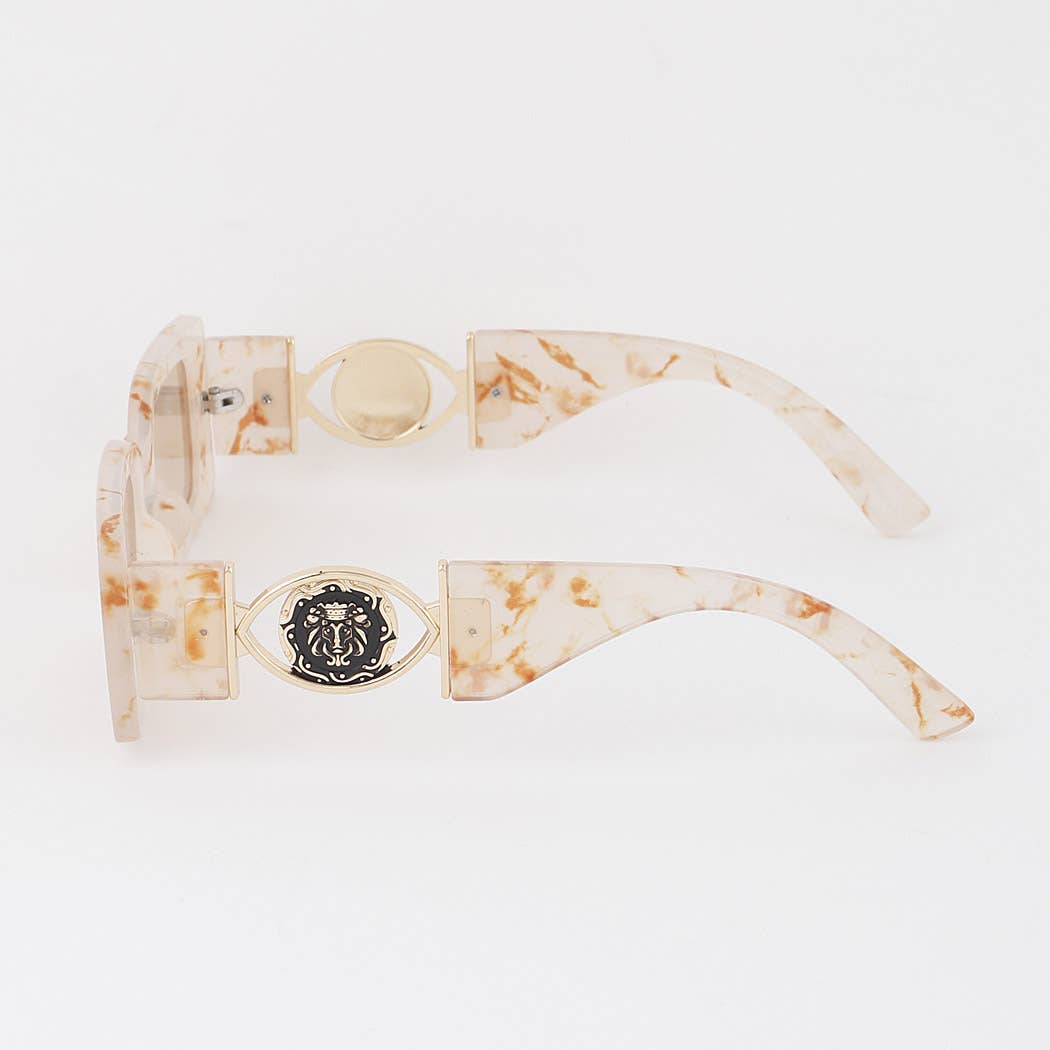 Lion Emblem Bulky Square Sunglasses