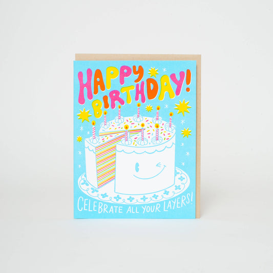 Cake Layers Birthday Letterpress Greeting Card by Hello!Lucky