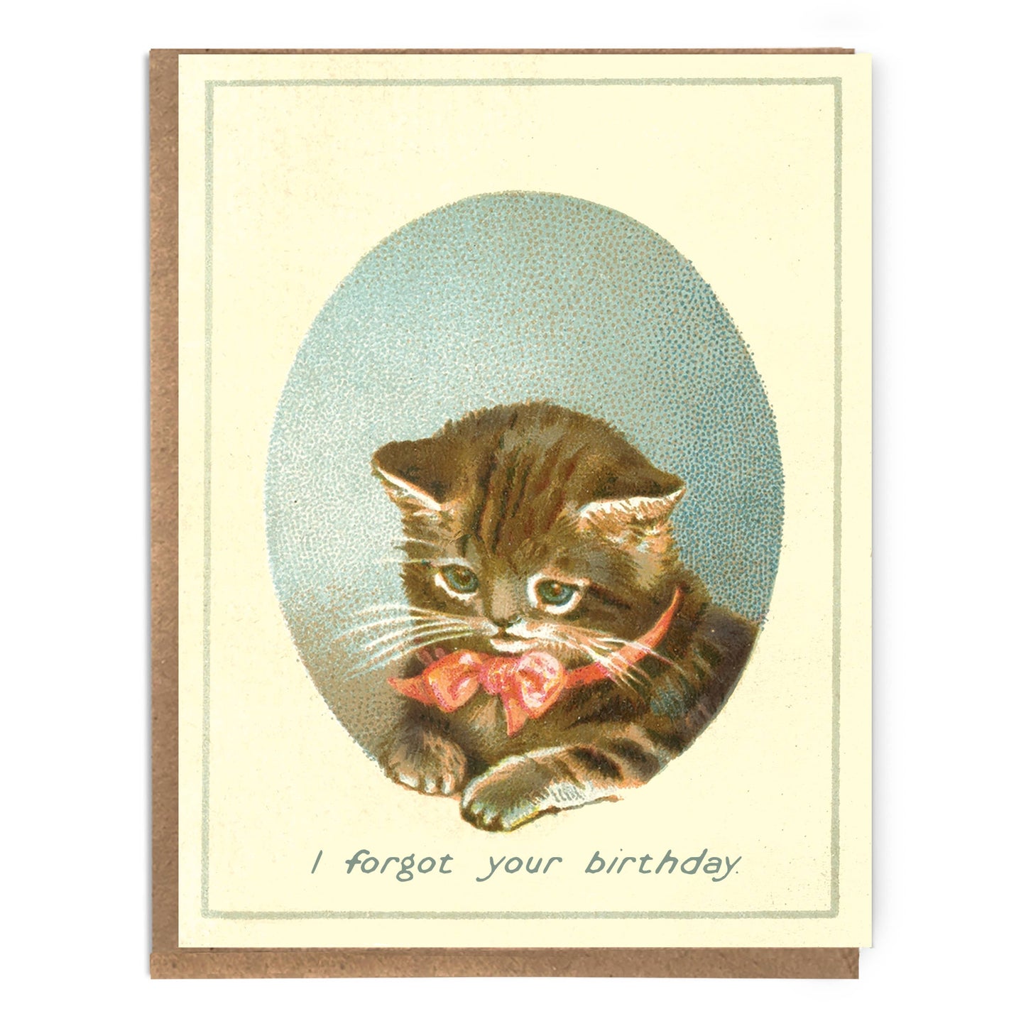 Funny Sad Cat Belated Birthday Card: Vintage Kitty Humor