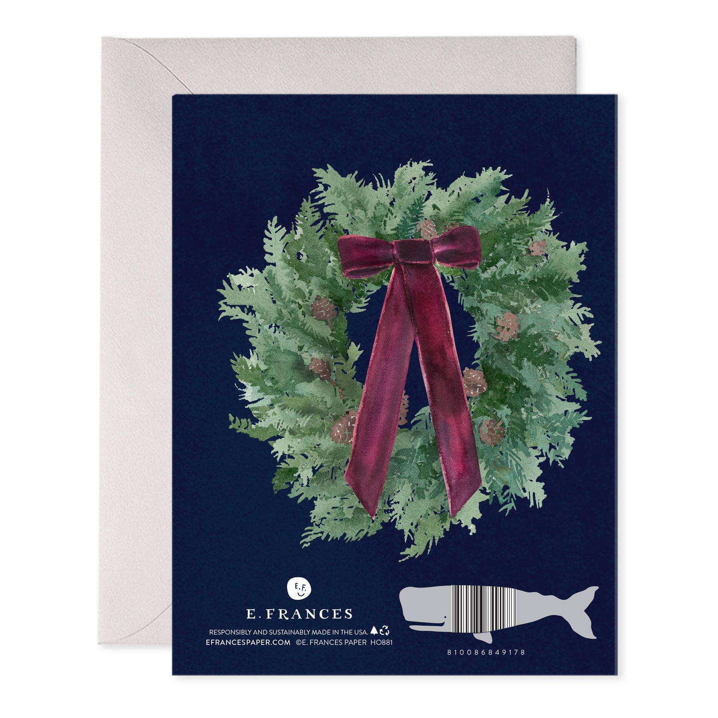 Velvet Bow Wreath Christmas Greeting Cards