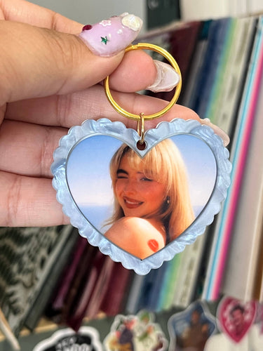 Sabrina Carpenter Heart Shaped Celebrity Keychain Keyring - Front & Company: Gift Store