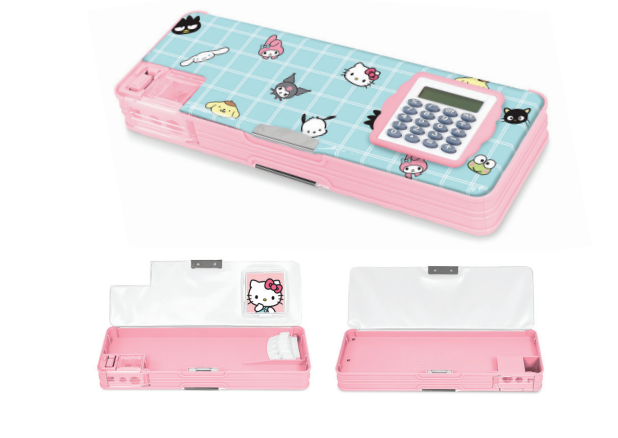 Hello Kitty and Friends Blue Grid Pencil Case