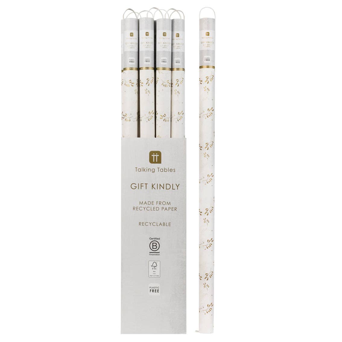 Mistletoe White Recycled Christmas Wrapping Paper | 3m |