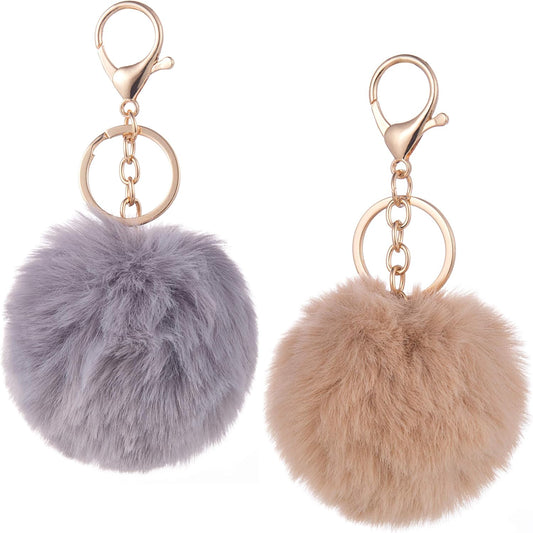 Fluffy Keychain Puff Ball Pom Pom Style Faux Fur