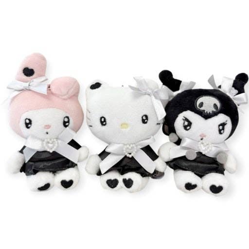 New Limited- Sanrio Black Heart Ribbon Plush Keyring