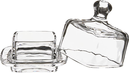 Small Square Covered Glass Butter Dish
